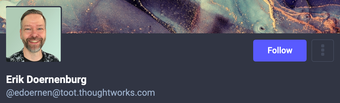 Screenshot of the top of my Mastodon profile page