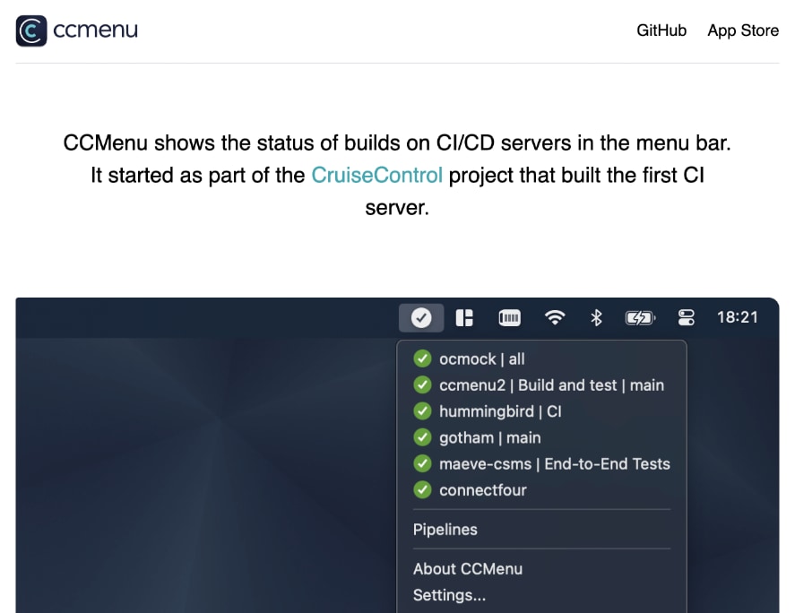 CCMenu Site Screenshot